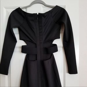 Bebe BodyCon Dress black side slit Sz Small